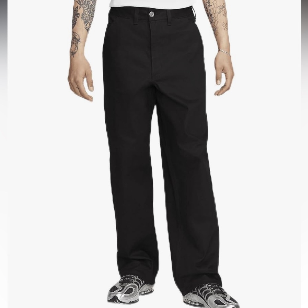 Nike Life Carpenter Pants Black Stretch Cotton Denim Relaxed Fit 2024-28x30